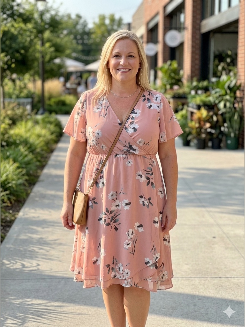 Women’s dress: torrid Dusty Rose Floral Wrap Midi size 1
